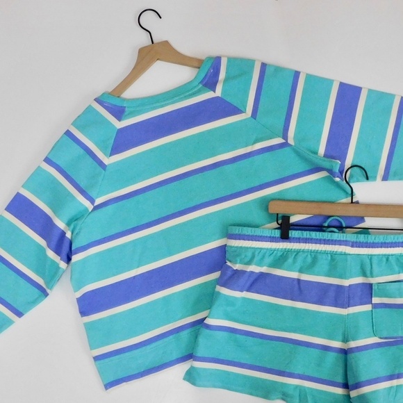 NWT!! WILDFOX Two-Piece Set Top Shorts Green Blue Stripe Loungewear XX-Large XXL - Picture 10 of 16